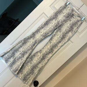 Snake print flare jeans